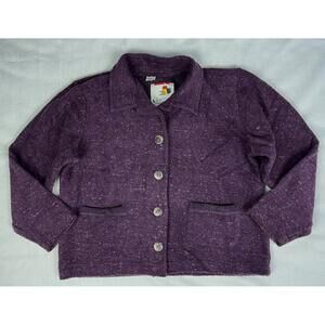 QUETZAL  Size M   Speckled PURPLE CROP JACKET   Cotton-Wool  Blanket Robe SOFT